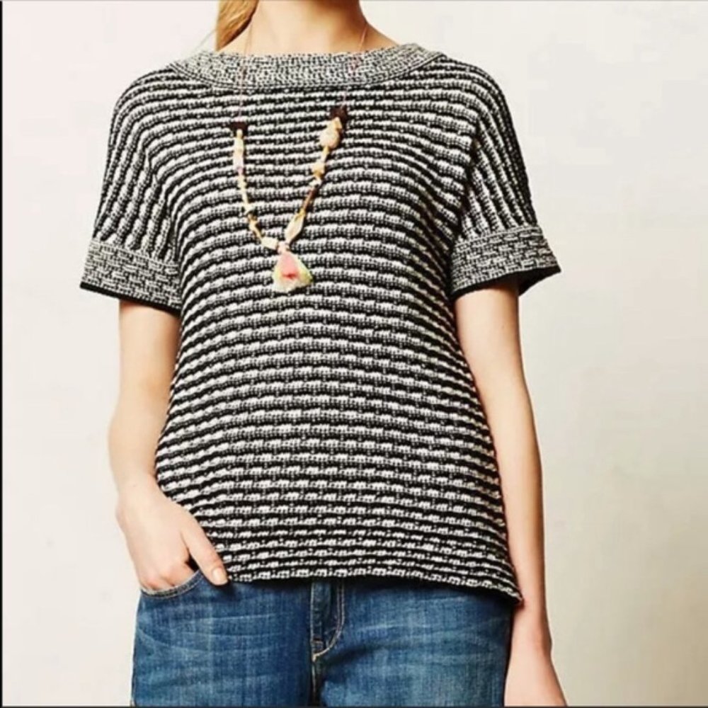Black and white sweater top from Anthropologie